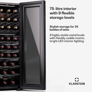 Klarstein Shiraz 24 Duo, chladnička na víno, 2 zóny, 75 l/24 fliaš,  5-18 °C, dotykové ovládanie