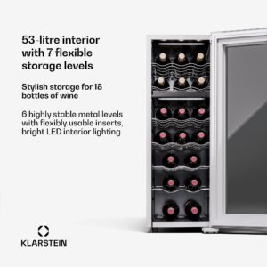 Klarstein Shiraz 18 Duo, chladnička na víno, 2 zóny, 53 l/18 fliaš, 5-18 / 5-18 °C, dotykové ovládanie