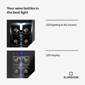 Klarstein Shiraz 18 Slim Uno, chladnička na víno, 18 fliaš, 5 - 18 °C, dotykové ovládanie