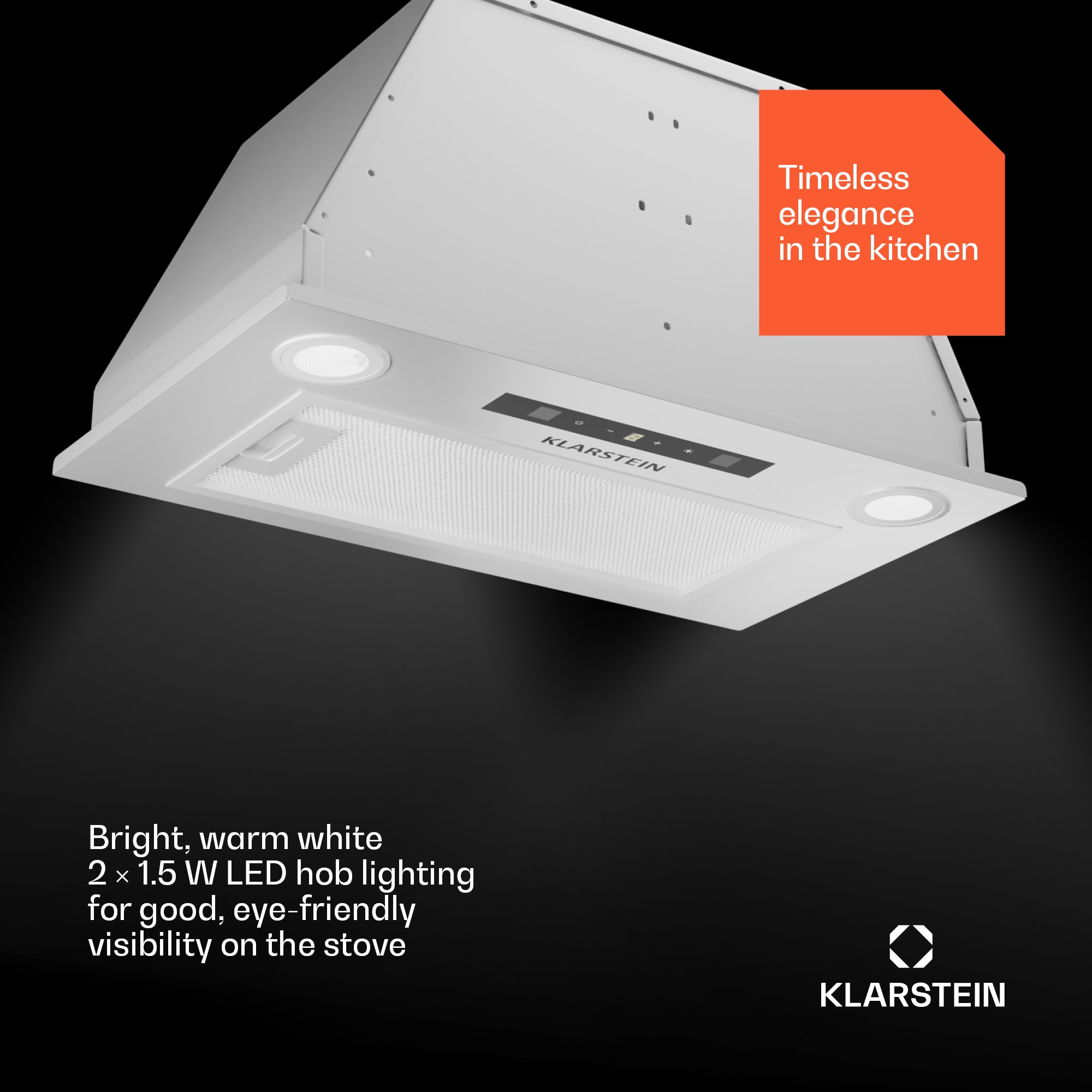 Klarstein Paolo 52 vstavaný Digestor 52 cm 439 m³/h LED Touch A++