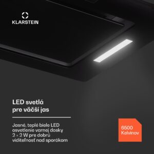 Klarstein Hektor Eco, digestor, 72 cm, 466 m³/h, dotykové ovládanie, sklo