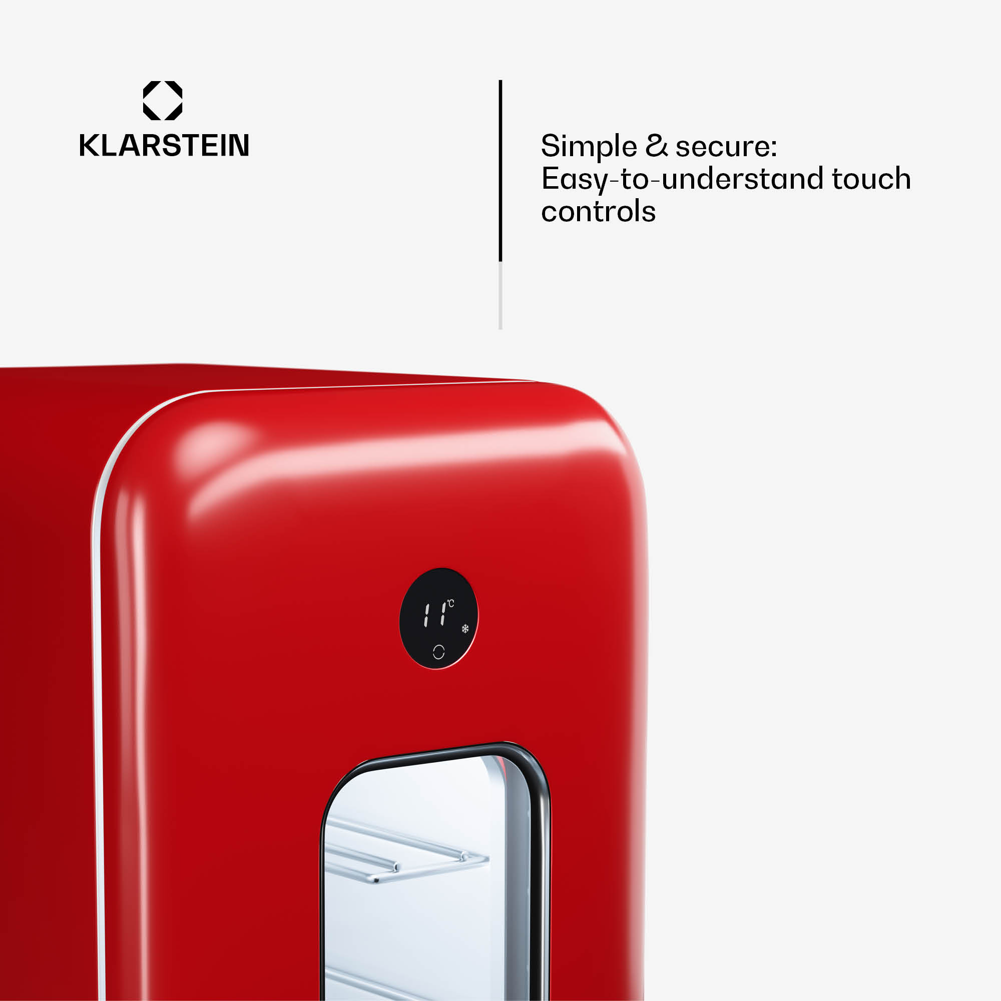 Klarstein Shirley 15 Uno, chladnička na víno, 15 fliaš, 5 - 20 °C, dotykové ovládanie, retro – Obrázok 2