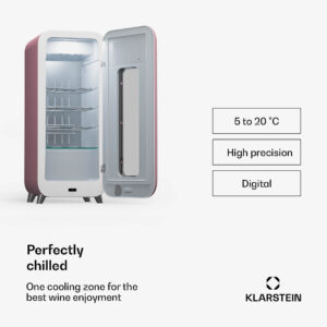 Klarstein Shirley 15 Uno, chladnička na víno, 15 fliaš, 5 - 20 °C, dotykové ovládanie, retro