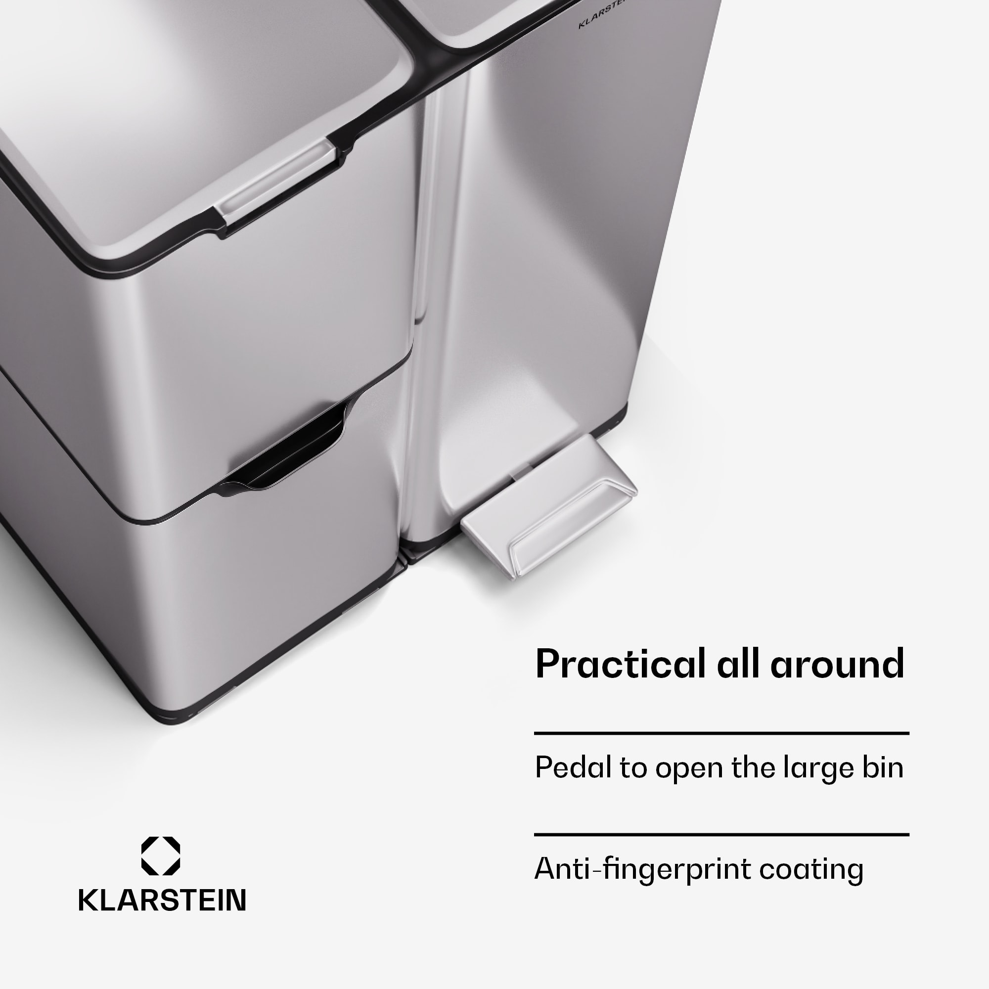 Klarstein Tiyo 3 v 1, kôš na odpadky, 60 litrov, vyberateľný kôš, s mäkkým zatváraním