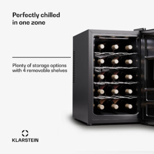 Klarstein Silent Vino 15 Uno, chladnička na víno, 39 l / 15 fliaš, 5-18 °C, dotykové