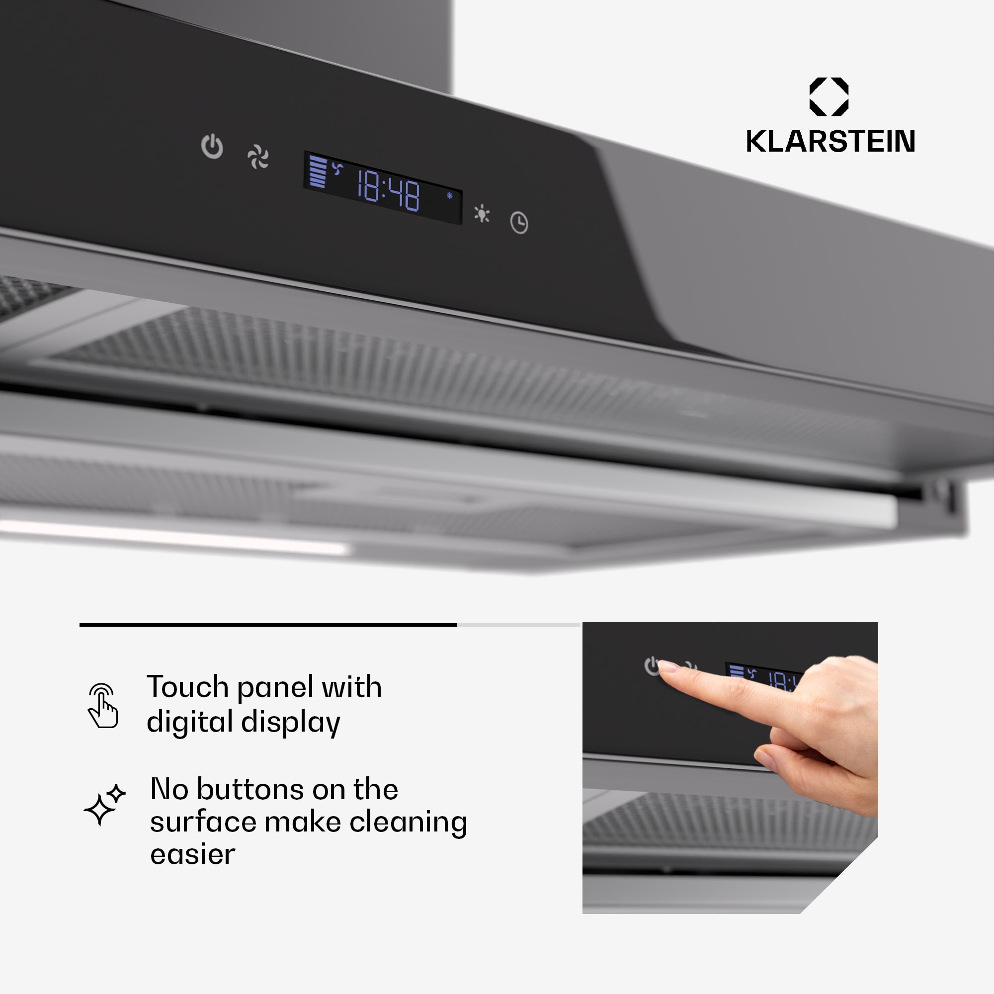 Klarstein Mariana Neo 90, plochý digestor, 90 cm, 640 m³/h, odsávanie vzduchu, LED – Obrázok 2