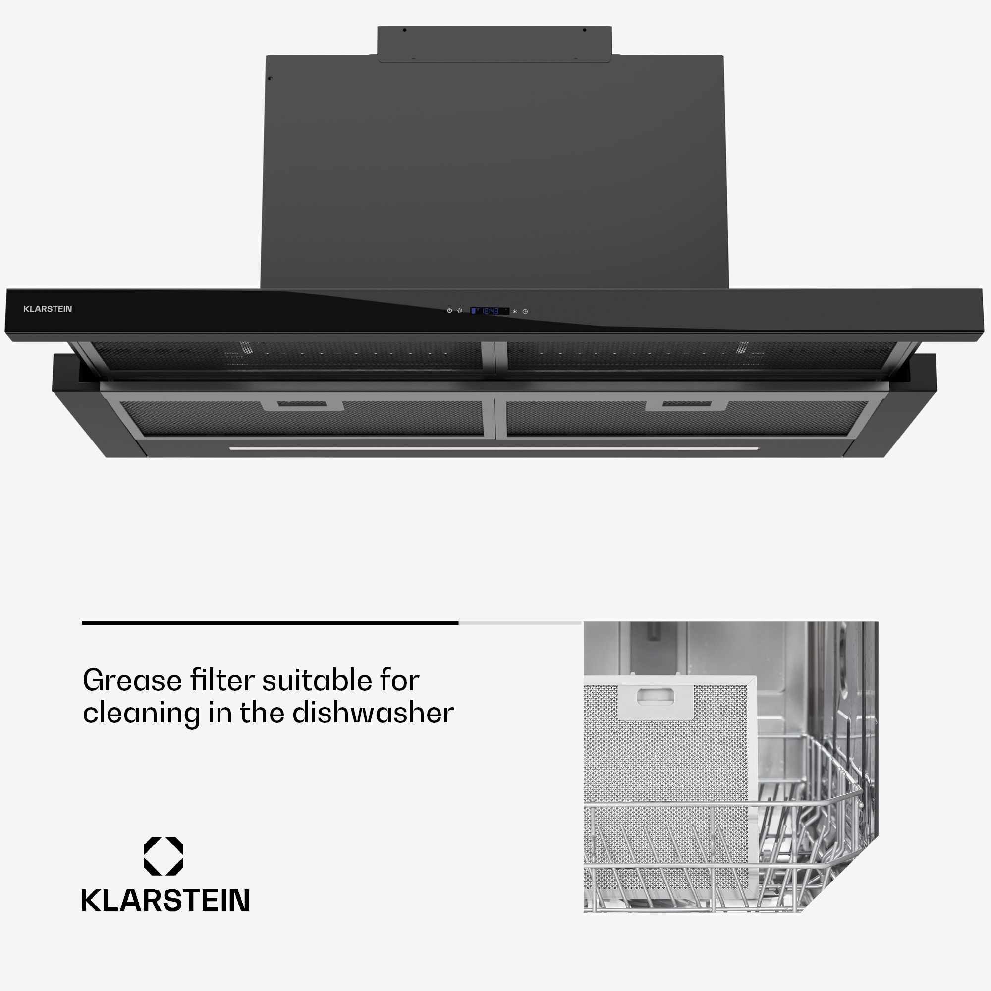 Klarstein Mariana Neo 90, plochý digestor, 90 cm, 640 m³/h, odsávanie vzduchu, LED – Obrázok 3