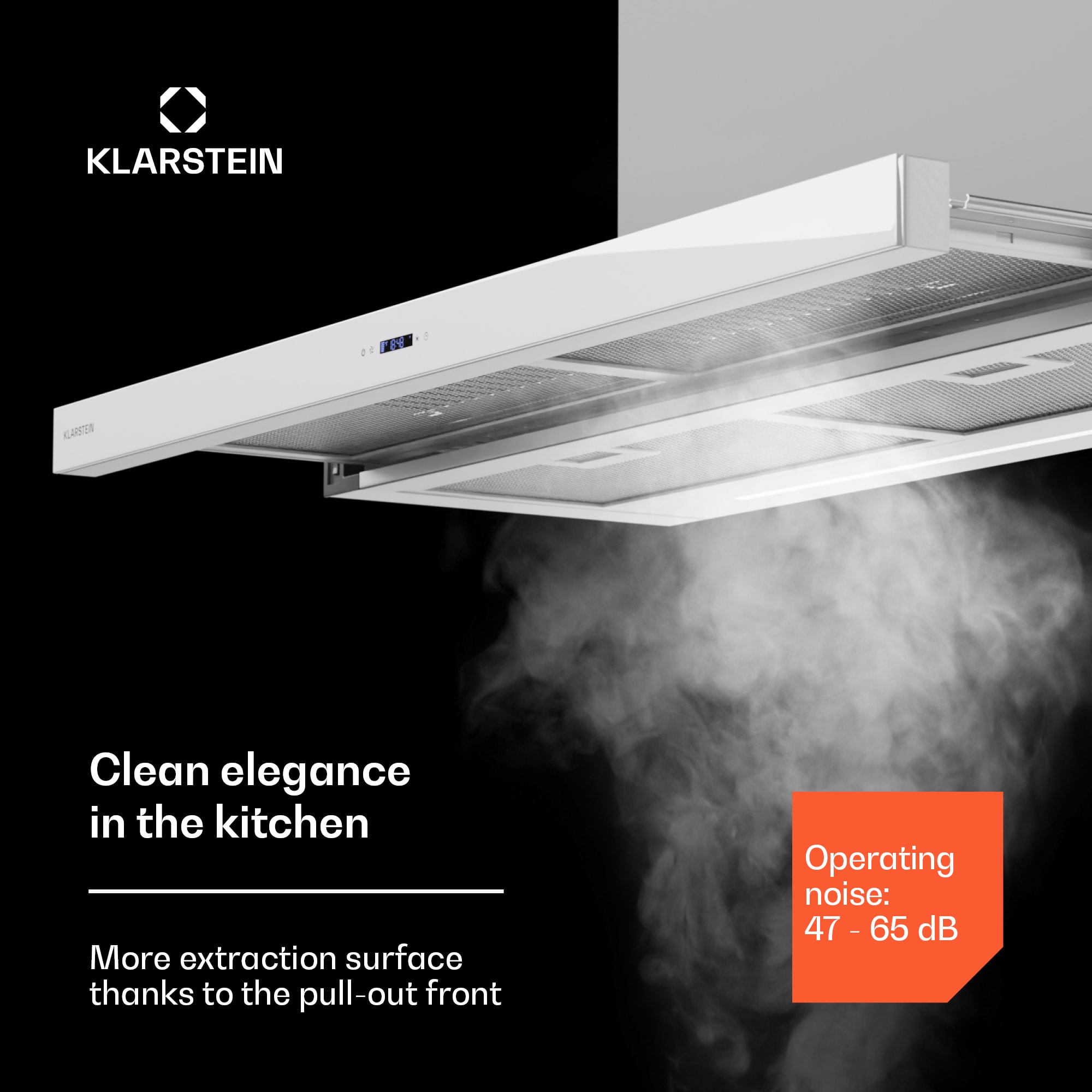 Klarstein Mariana Neo 90, plochý digestor, 90 cm, 640 m³/h, odsávanie vzduchu, LED