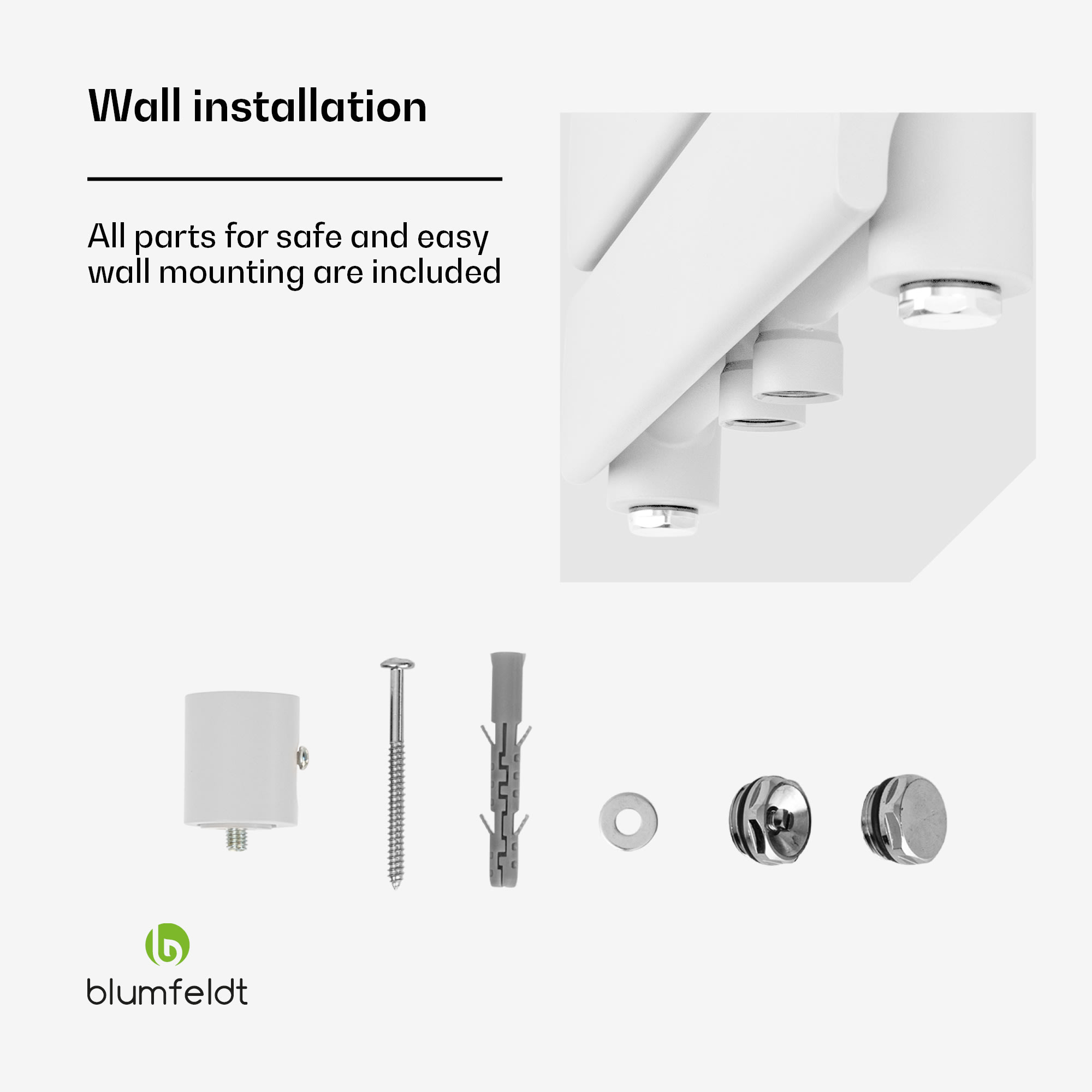 Blumfeldt Fairmont, 50 x 107, radiátor, 509 W, teplovodný, 4 vešiaky uterákov, 1/2"