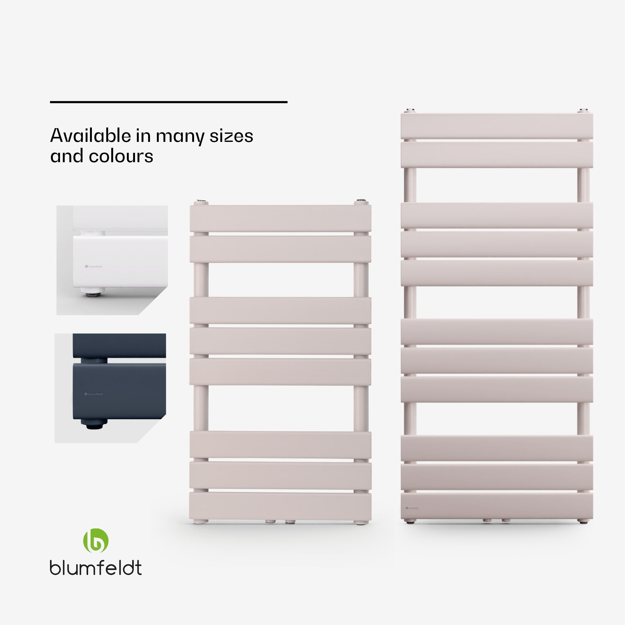 Blumfeldt Fairmont, 50 x 107, radiátor, 509 W, teplovodný, 4 vešiaky uterákov, 1/2" – Obrázok 2