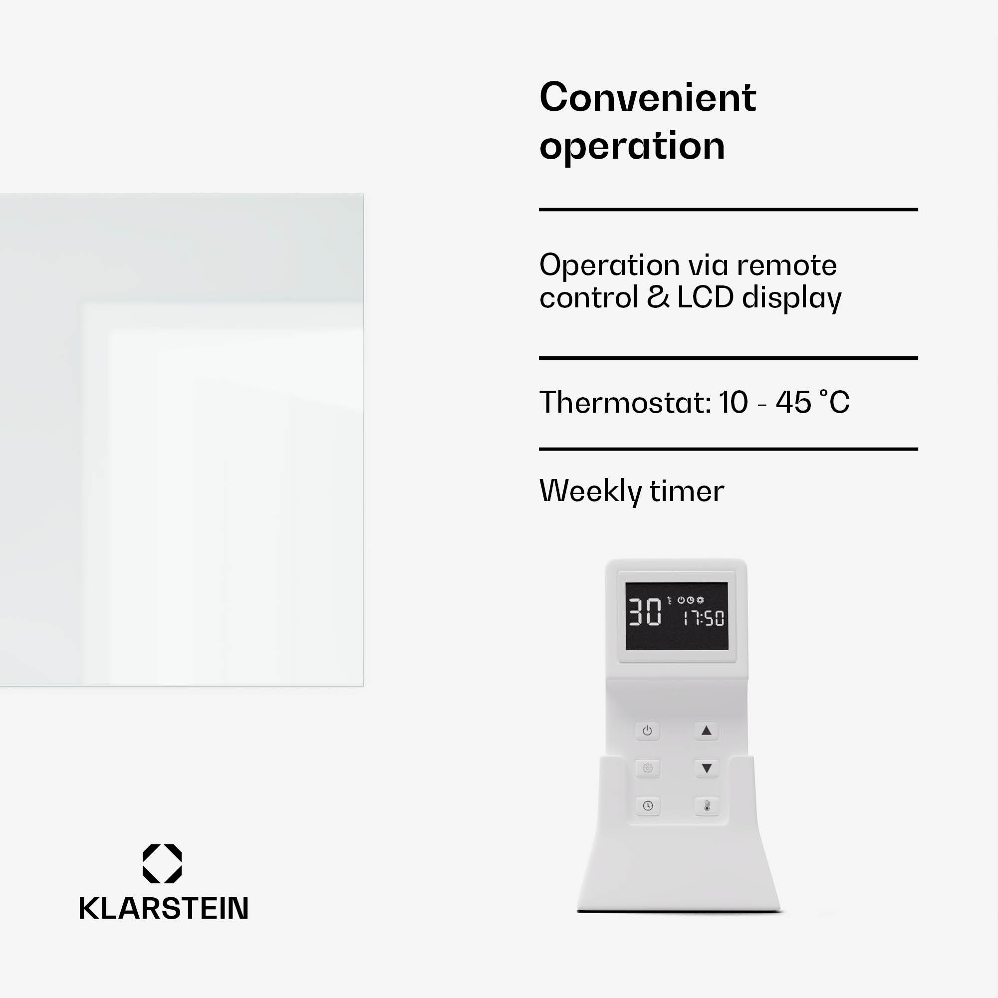 Klarstein Marvel Mirror 720, infračervený ohrievač, 720 W, týždenný časovač, zrkadlo