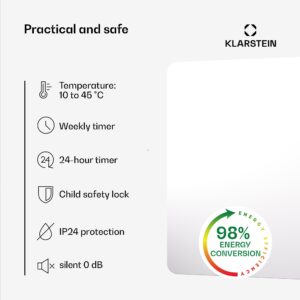 Klarstein Wonderbeam 650 Hybride Infračervený ohrievač 60 x 84 cm 650 W Týždenný časovač Diaľkové ovládanie