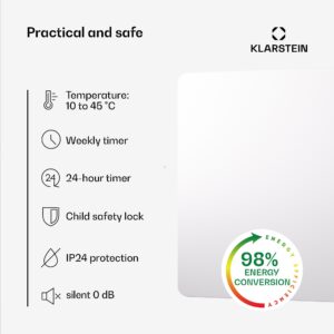 Klarstein Wonderbeam 900 Hybride Infračervený ohrievač 108 x 60 cm 900 W Týždenný časovač Diaľkové ovládanie