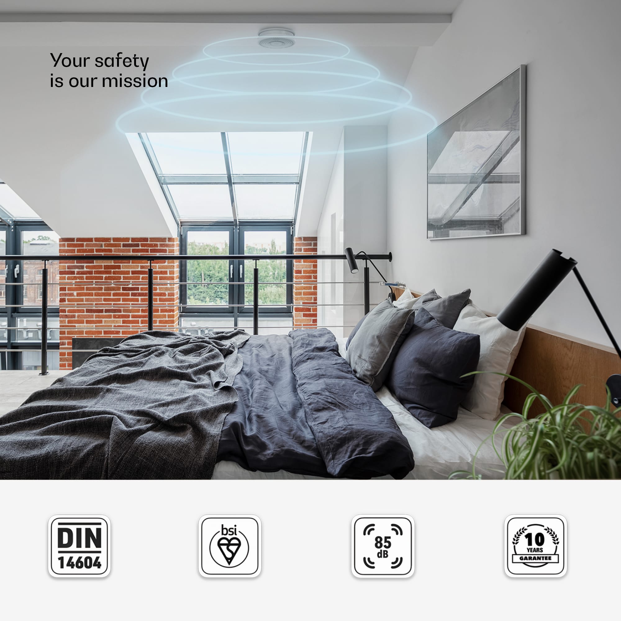 SHD by oneConcept, detektor dymu DOF Pro10, plastový, varovný signál: 85 dB, životnosť batérie 10 rokov – Obrázok 3