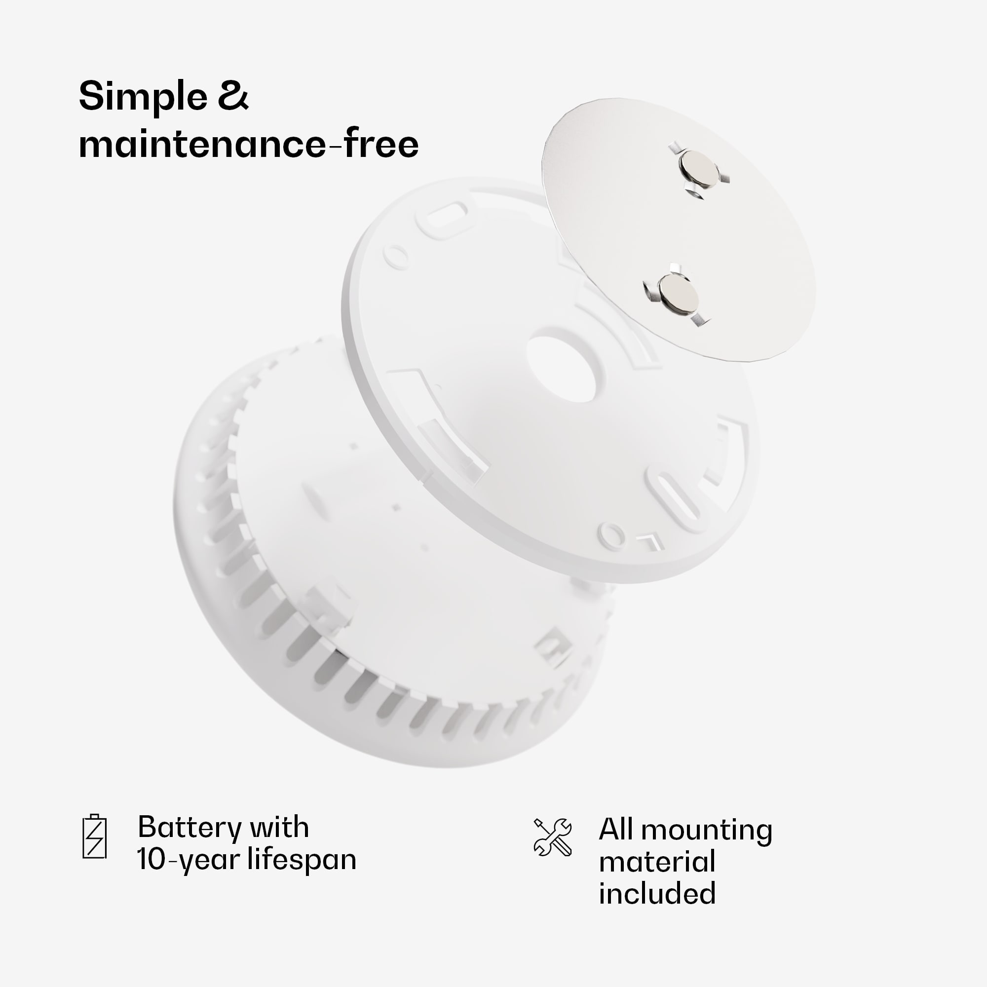 SHD by oneConcept, detektor dymu DOF Pro10, magnetický držiak, varovný signál: 85 dB, životnosť batérie 10 rokov – Obrázok 3