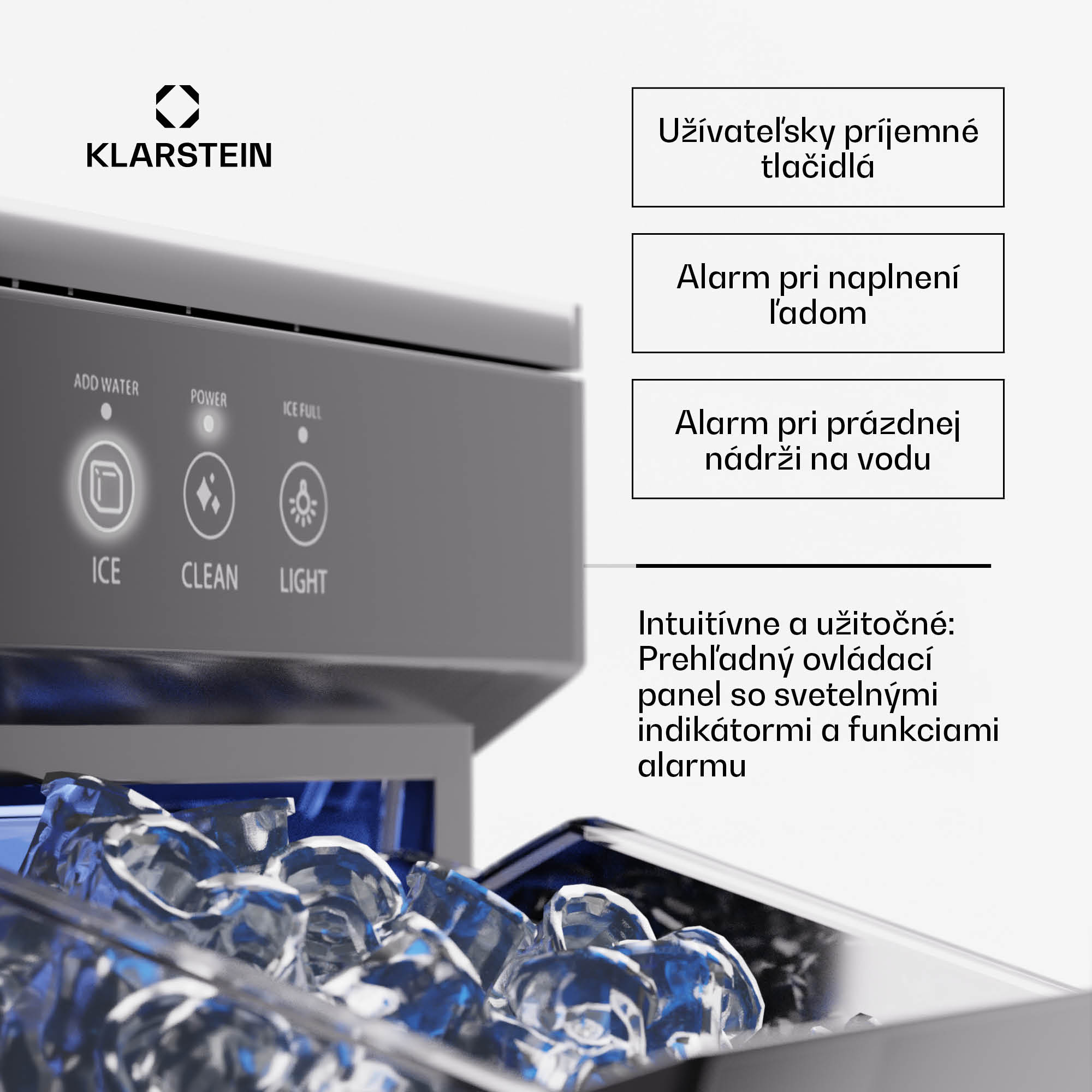 Klarstein Ice Galet, výrobník ľadových nugetiek, 20 kg/24 h, Auto-Clean, 2,2-litrová nádrž na vodu