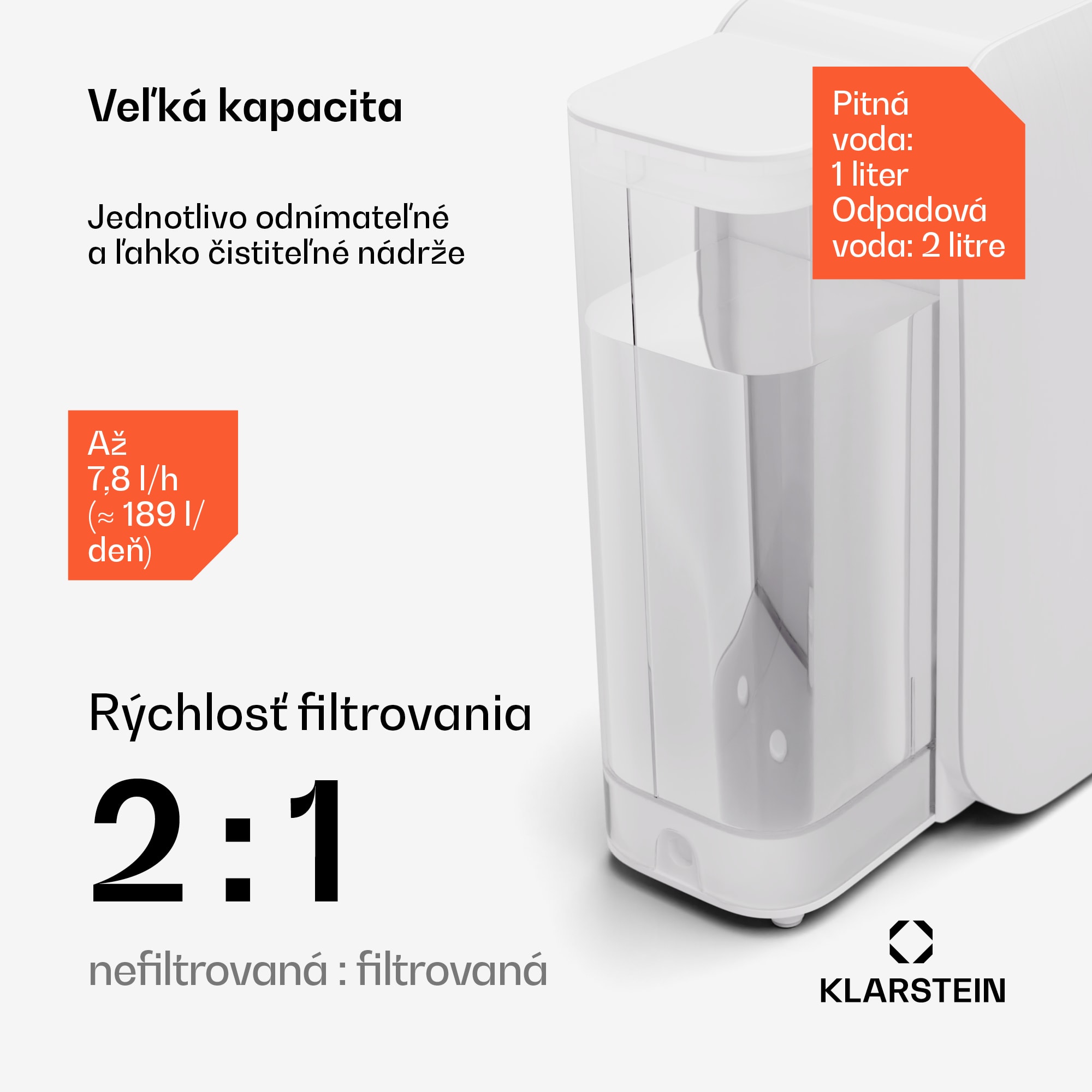 Klarstein AquaLine 3L, čistička vody, 5-stupňová filtrácia, objem 3 l, 6 teplôt vody, biela – Obrázok 2