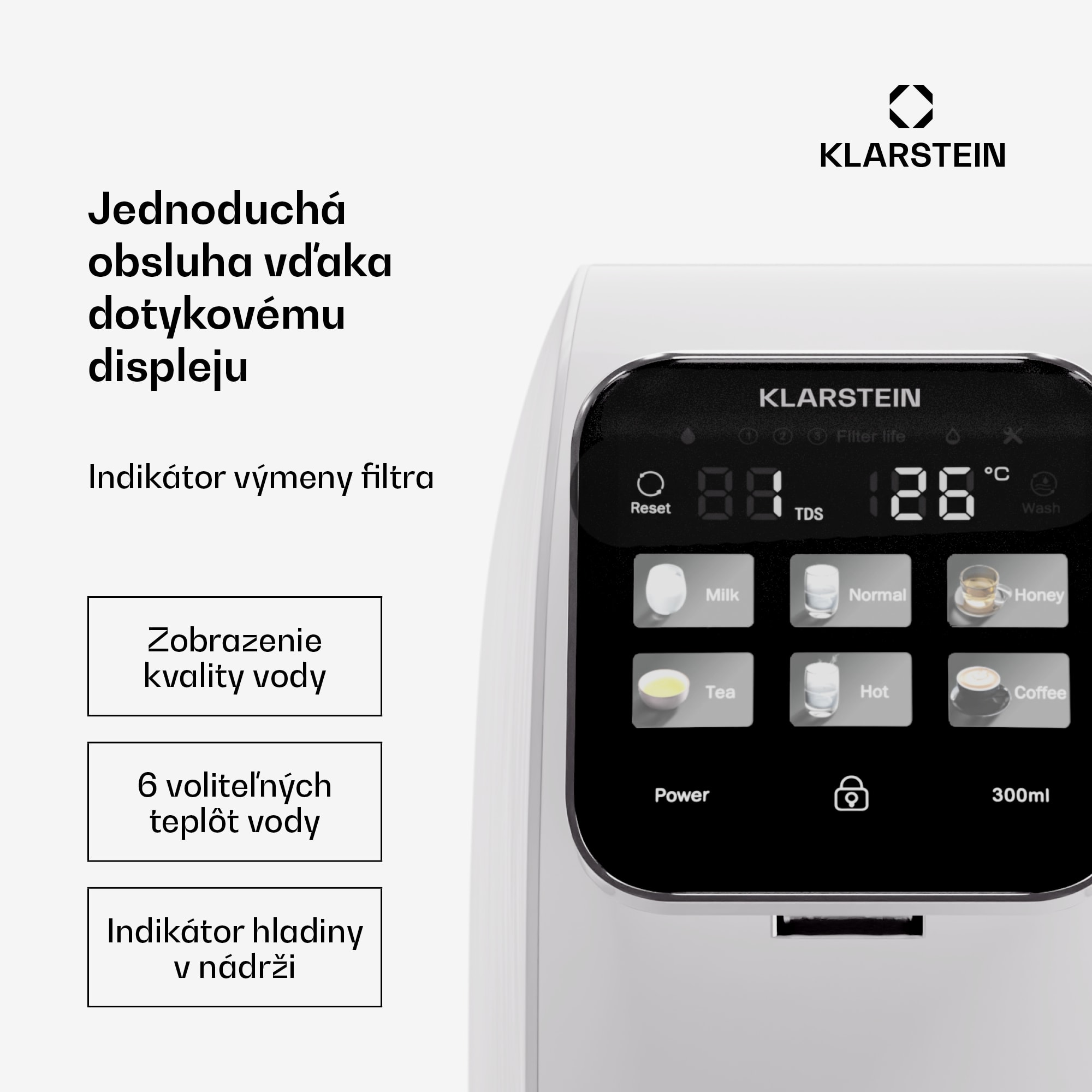 Klarstein AquaLine 3L, čistička vody, 5-stupňová filtrácia, objem 3 l, 6 teplôt vody, biela – Obrázok 3