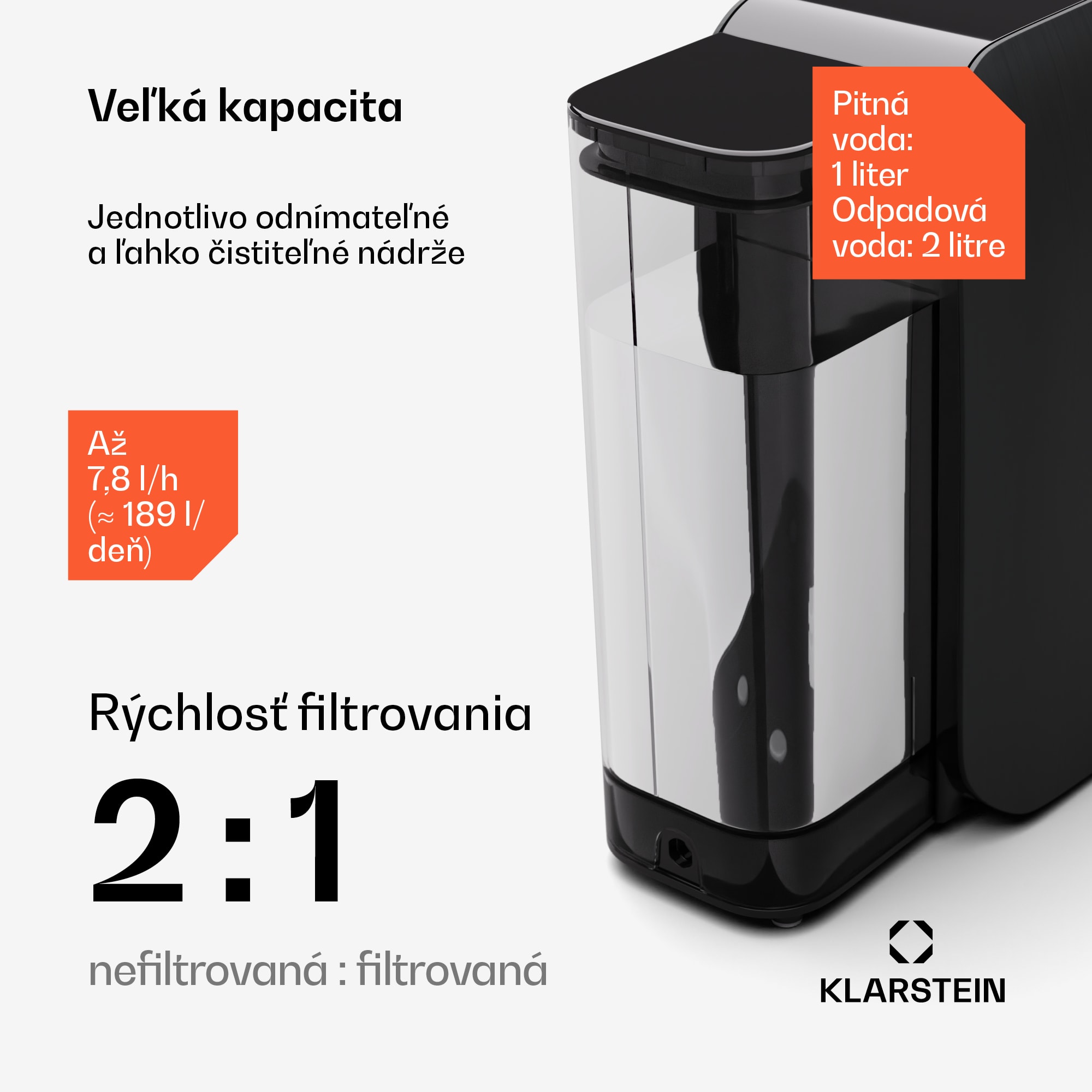 Klarstein AquaLine 3L, čistička vody, 5-stupňová filtrácia, objem 3 l, 6 teplôt vody, čierna – Obrázok 2