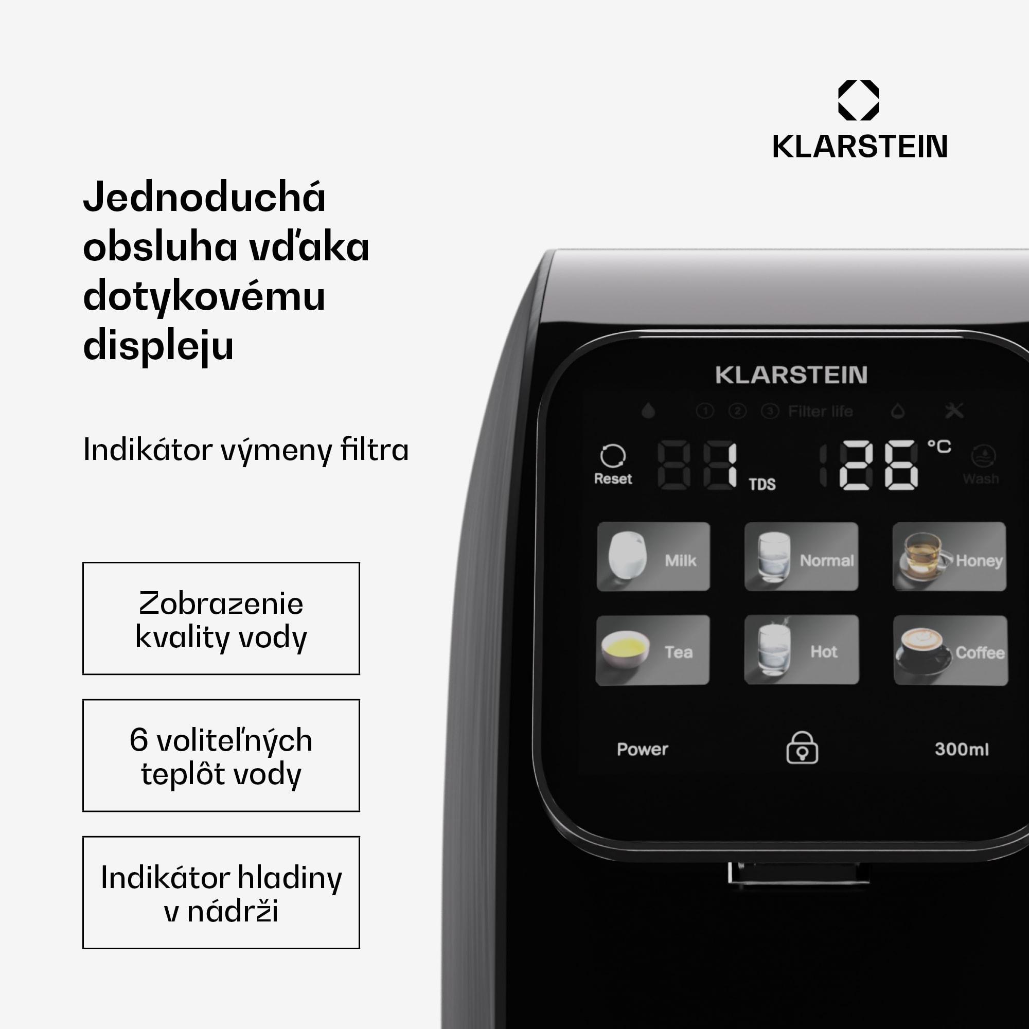 Klarstein AquaLine 3L, čistička vody, 5-stupňová filtrácia, objem 3 l, 6 teplôt vody, čierna – Obrázok 3