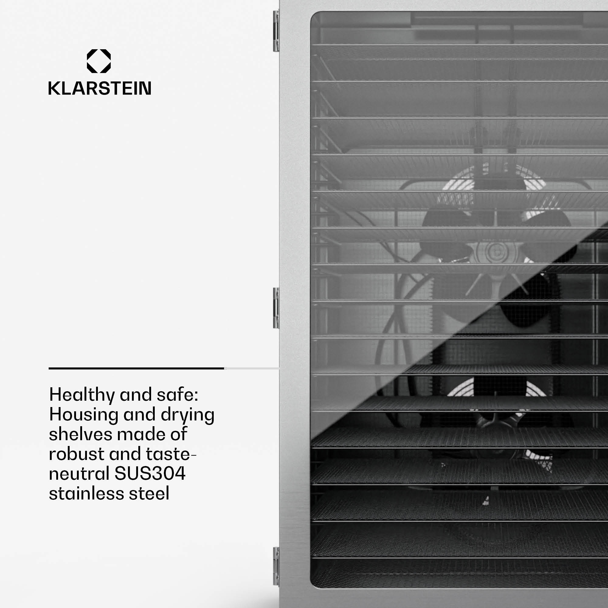 Klarstein Captain Jerky 160, sušička potravín, 1500 W, 30-90 °C, 24-hod. časovač, nehrdzavejúca oceľ