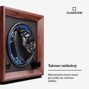 Klarstein Brienz 1, naťahovač hodiniek, 1 hodinky, 4 režimy, drevený vzhľad, modré vnútorné osvetlenie