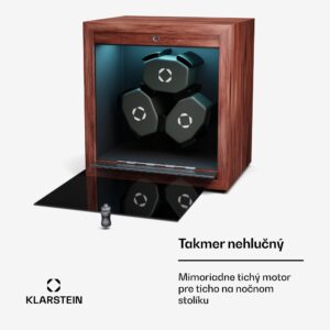 Klarstein Brienz 3, naťahovač hodiniek, 3 hodinky, 4 režimy, drevený vzhľad, modré vnútorné osvetlenie