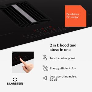 Klarstein AirJet 90, Down Air System, indukčný sporák + DownAir-digestor, 754 m³/h, A