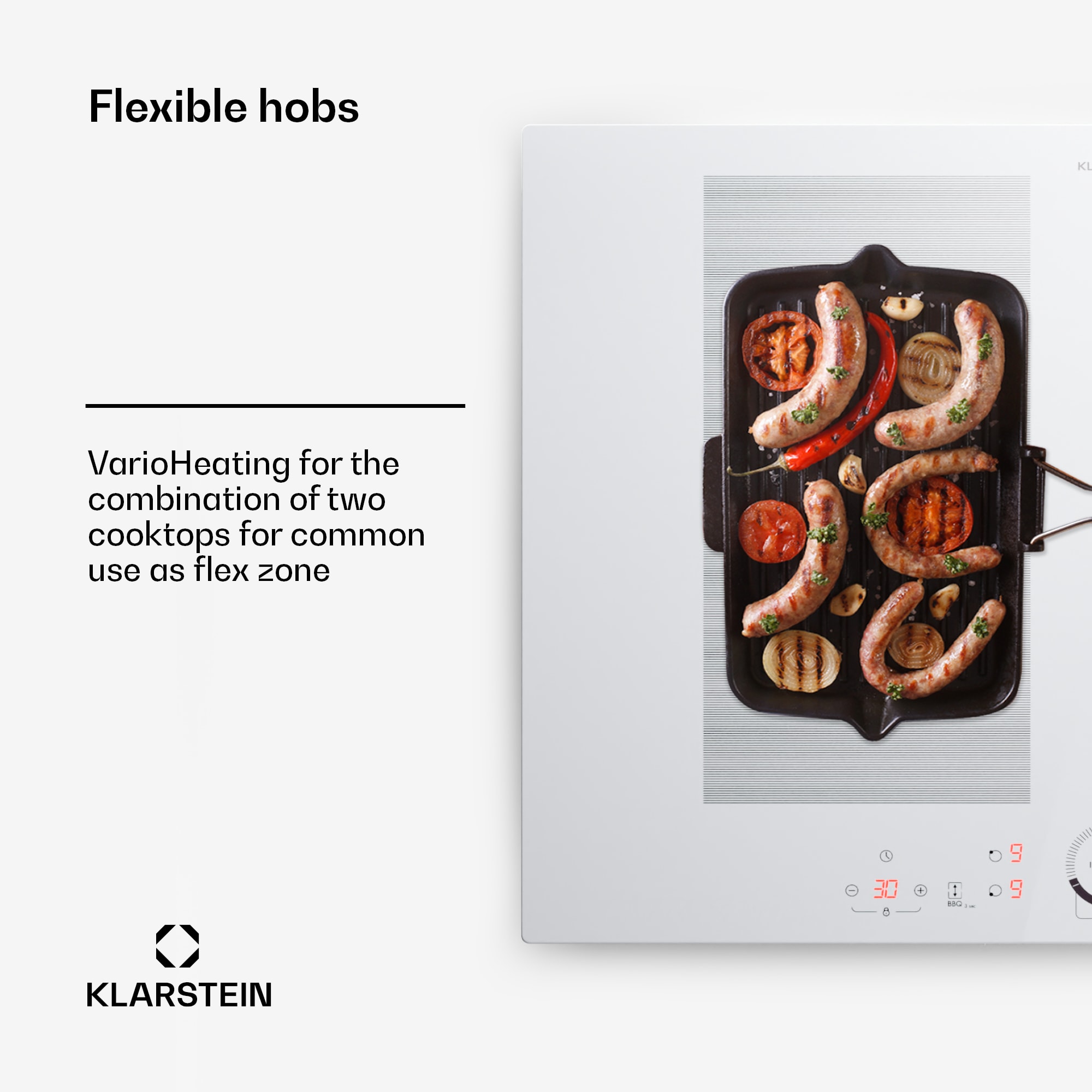 Klarstein Delicatessa 70 Hybrid, vstavaná indukčná varná doska, 4 zóny, 7000 W, sklokeramika