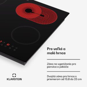 Klarstein Virtuosa 4, varná doska, 60 cm, 6500 W, dvojzónová, Pluszone, časovač, sklokeramika