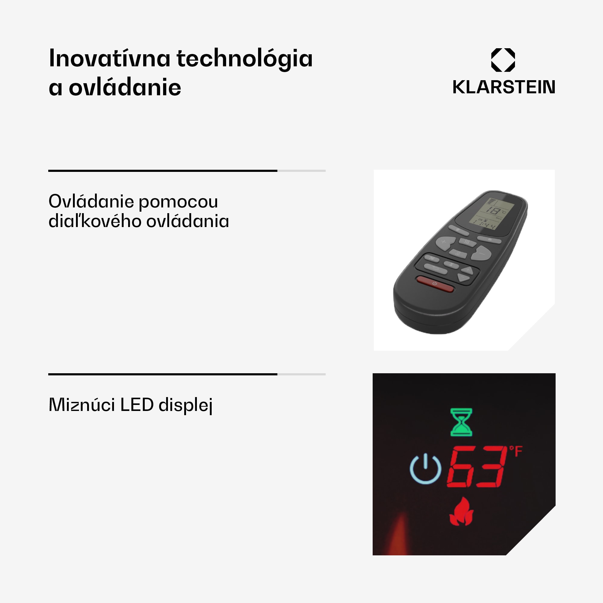 Klarstein Galeras 152, elektrický nástenný krb, 1800 W, LED – Obrázok 2