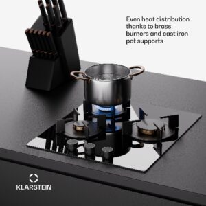 Klarstein Goldflame Domino, plynová varná doska, 3 mosadzné horáky, nehrdzavejúca oceľ