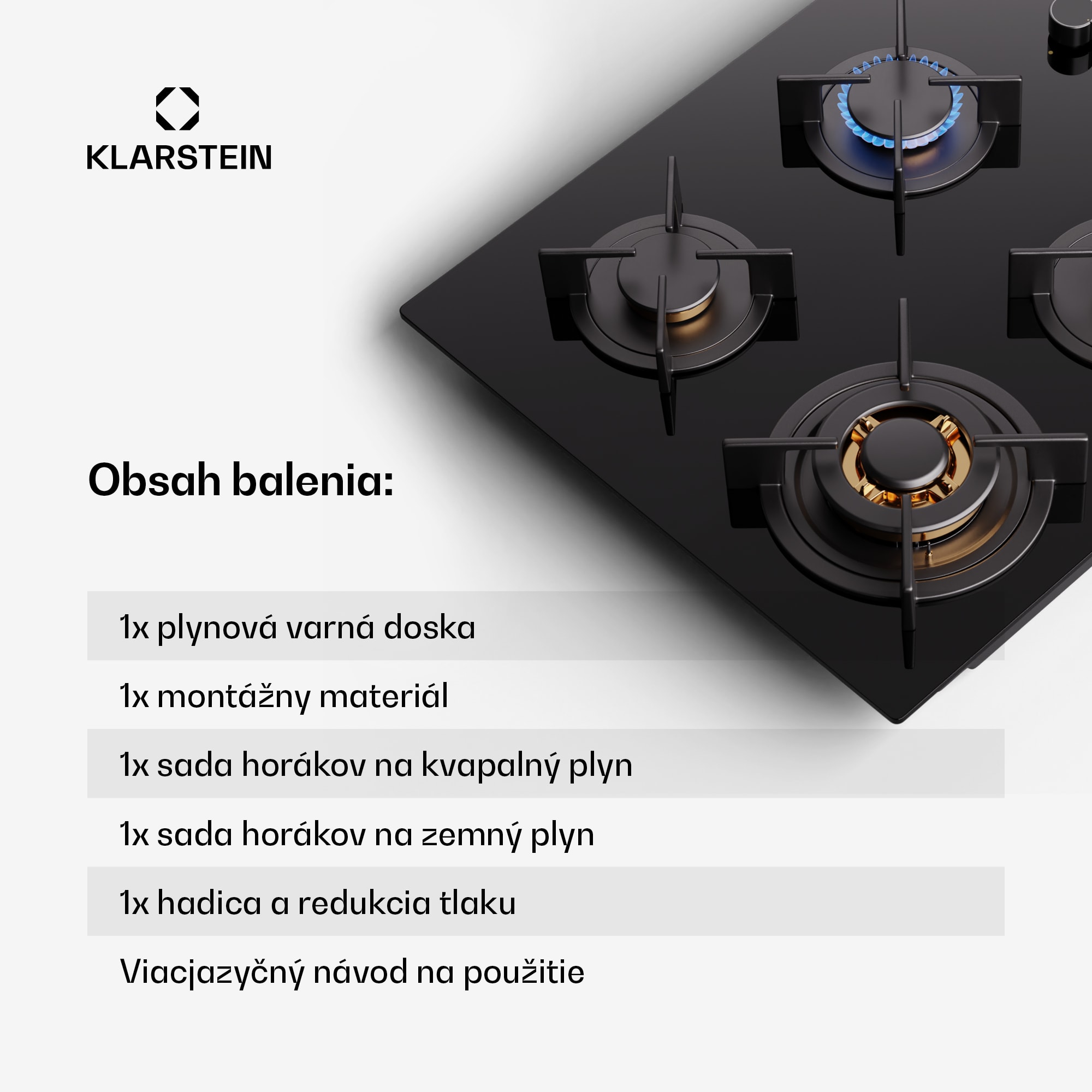 Klarstein Goldflame 4, plynová varná doska, 4 horáky – Obrázok 3