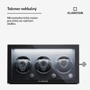 Klarstein Sarthe 3, naťahovač hodiniek, na 3 hodinky, 4 režimy otáčania, LED osvetlenie, zámok