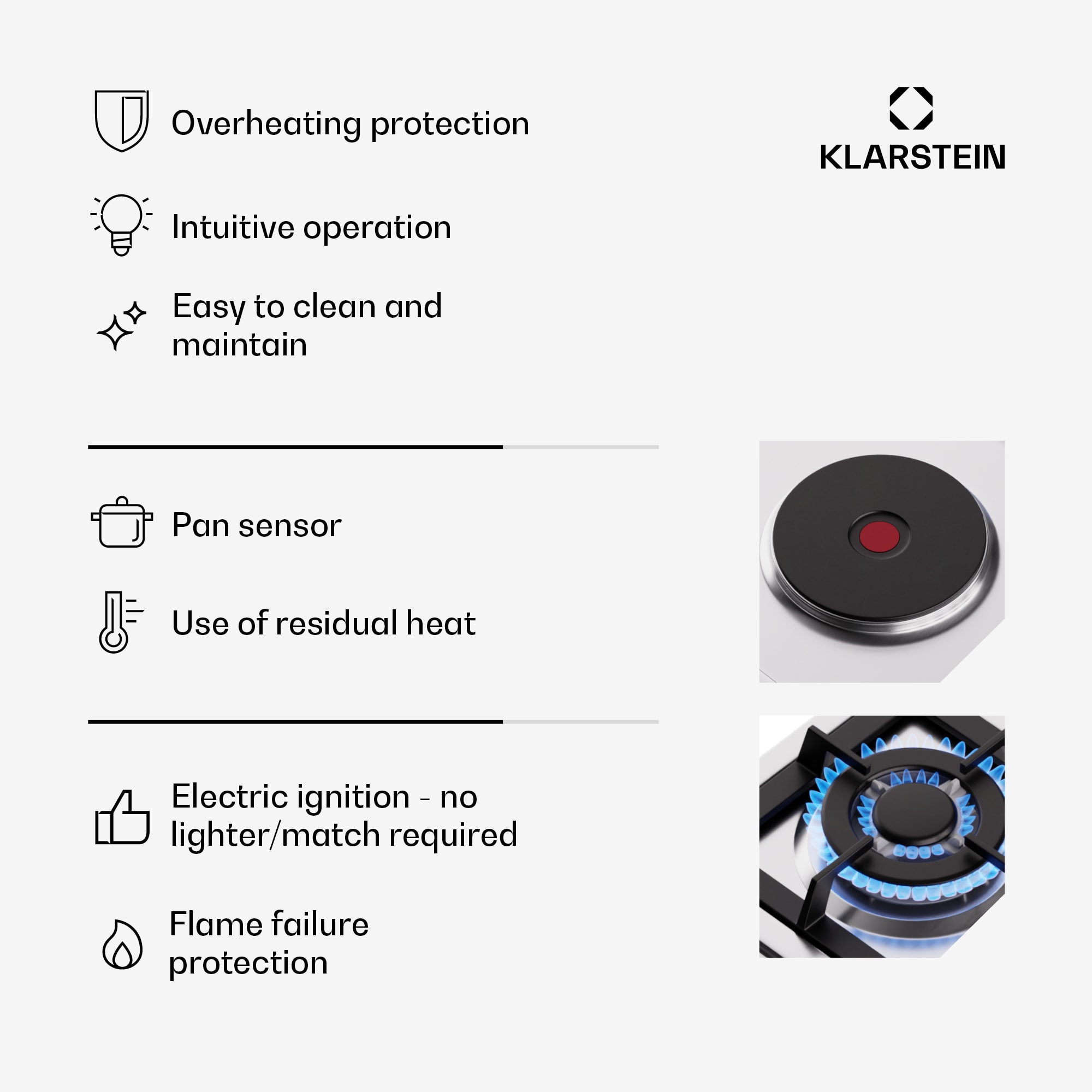 Klarstein MultiChef 5 Hot Plate, elektrická a plynová varná doska, 5 varných zón, 4 horáky, 1 elektrická platňa