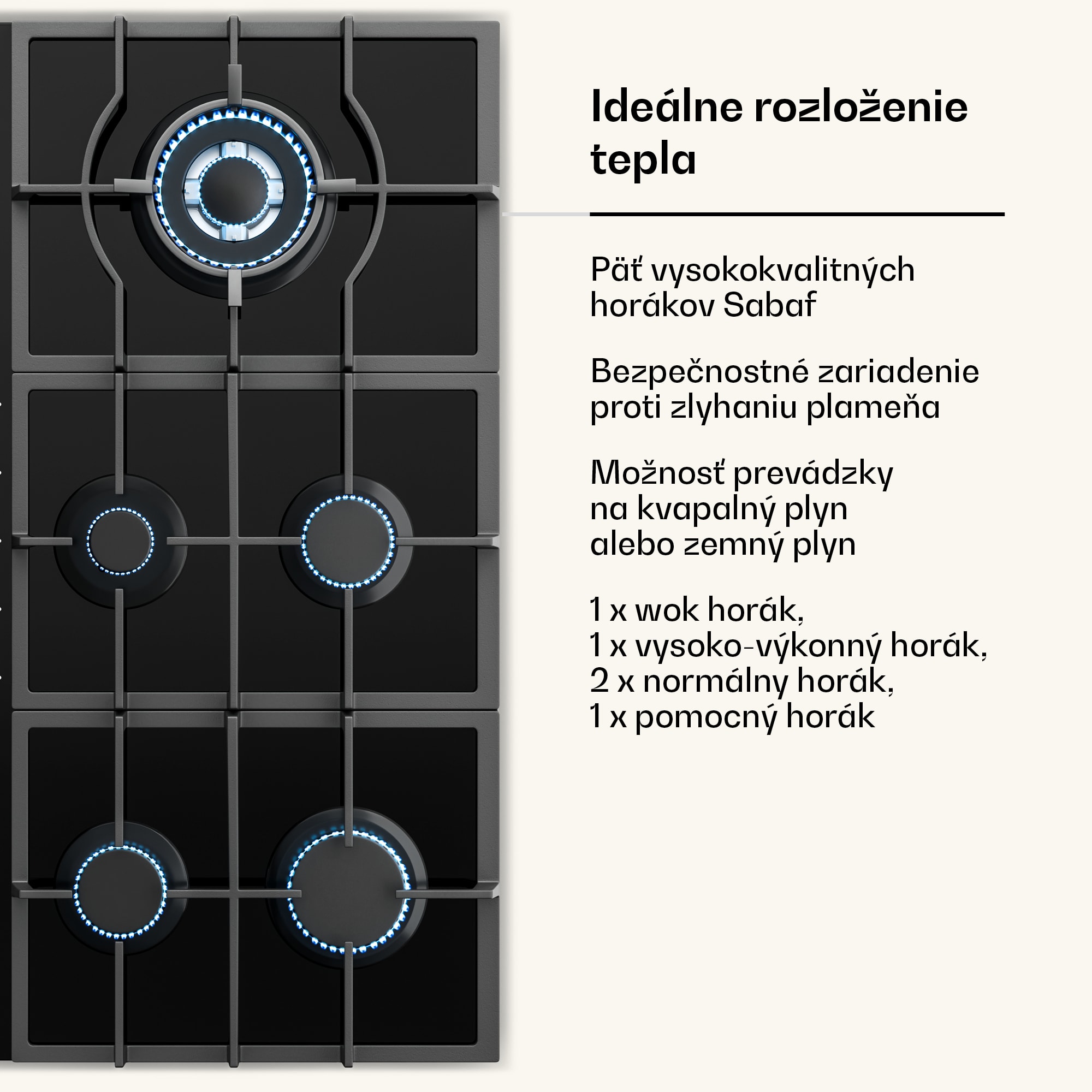 Klarstein Victoria Chef Edition, plynová varná doska, 5 zón – Obrázok 2