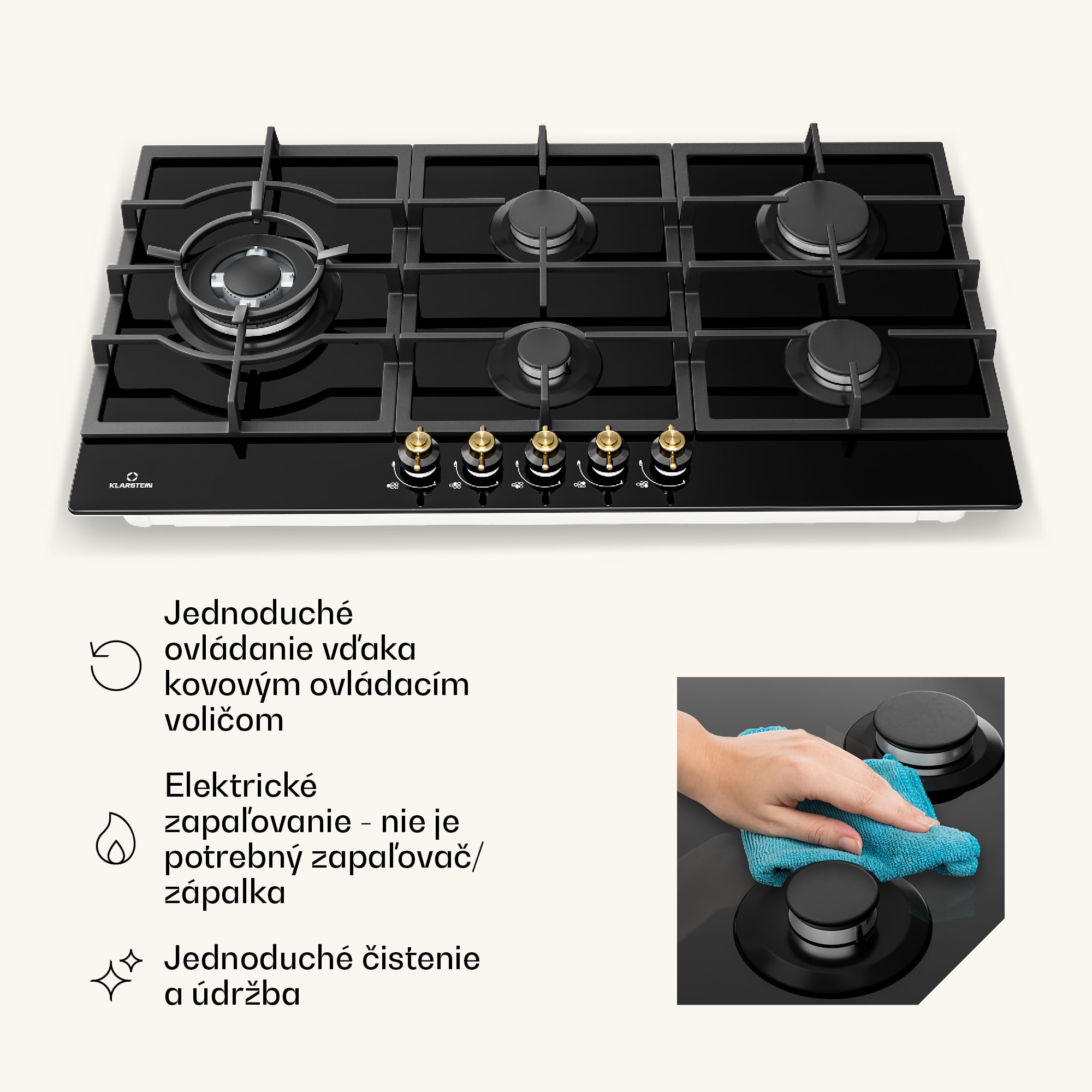 Klarstein Victoria Chef Edition, plynová varná doska, 5 zón – Obrázok 3