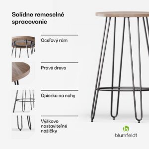 Blumfeldt Bistro stôl Hamilton Ø60cm Drevený oceľový rám