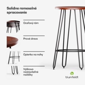 Blumfeldt Bistro stôl, Hamilton, Ø60cm, drevený oceľový rám