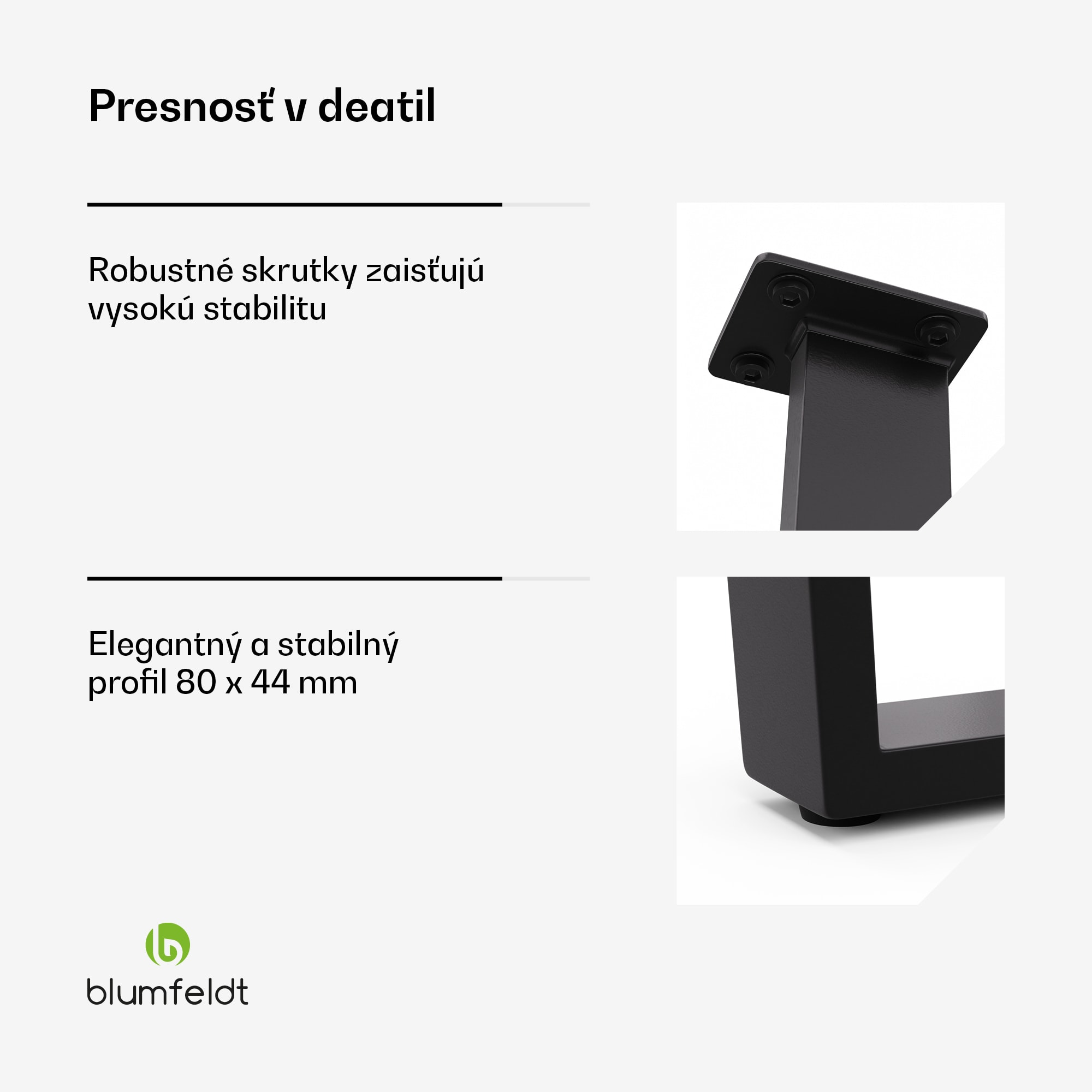 Blumfeldt Ayr Table Legs, Nohy stola 86 x 72 cm, kov – Obrázok 2