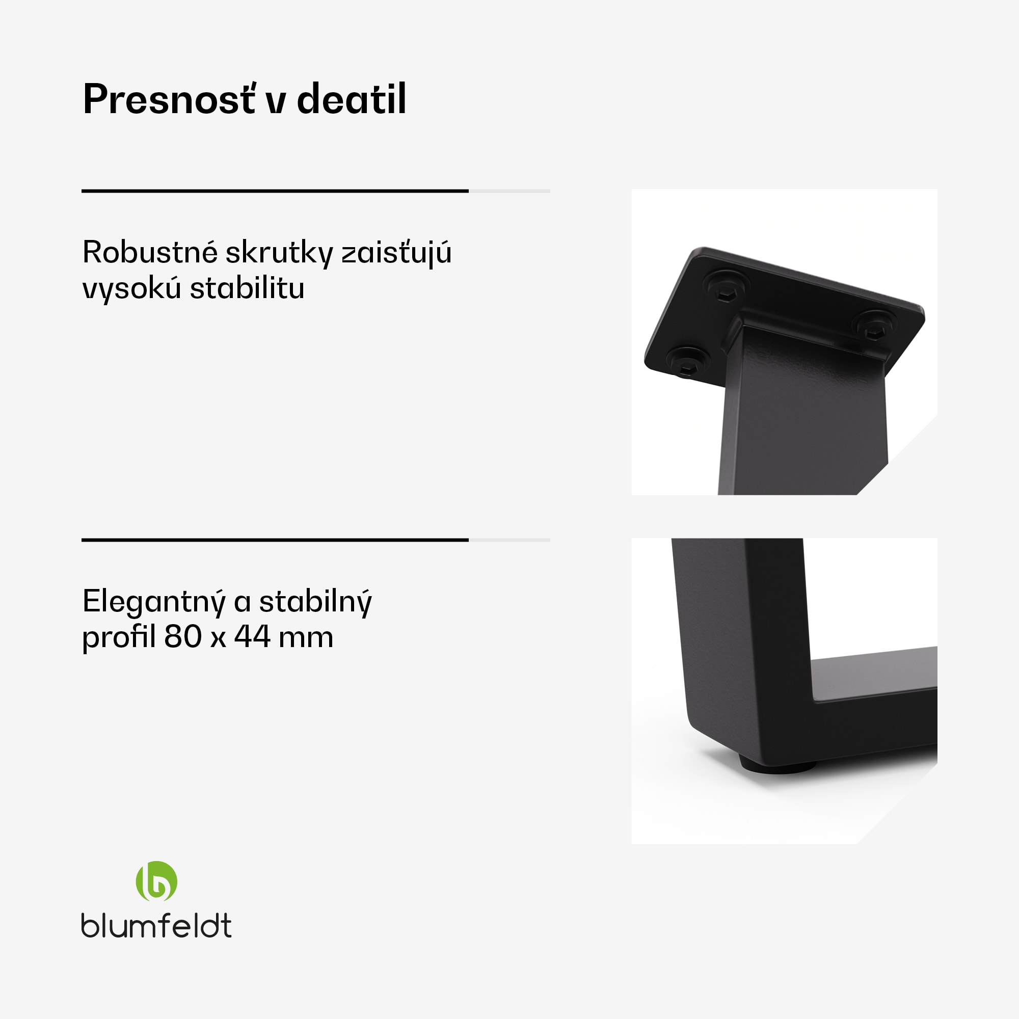 Blumfeldt Ayr Table Legs, Nohy stola 82 x 72 cm, kov – Obrázok 2