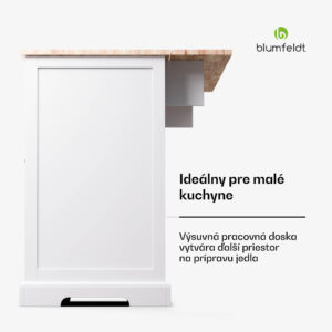 Blumfeldt Etsu, kuchynský ostrov, rozťahovacia pracovná doska, 2 zásuvky, 4 dvierka, možno použiť ako jedálenský stôl, úložný priestor, ľahko sa čistí