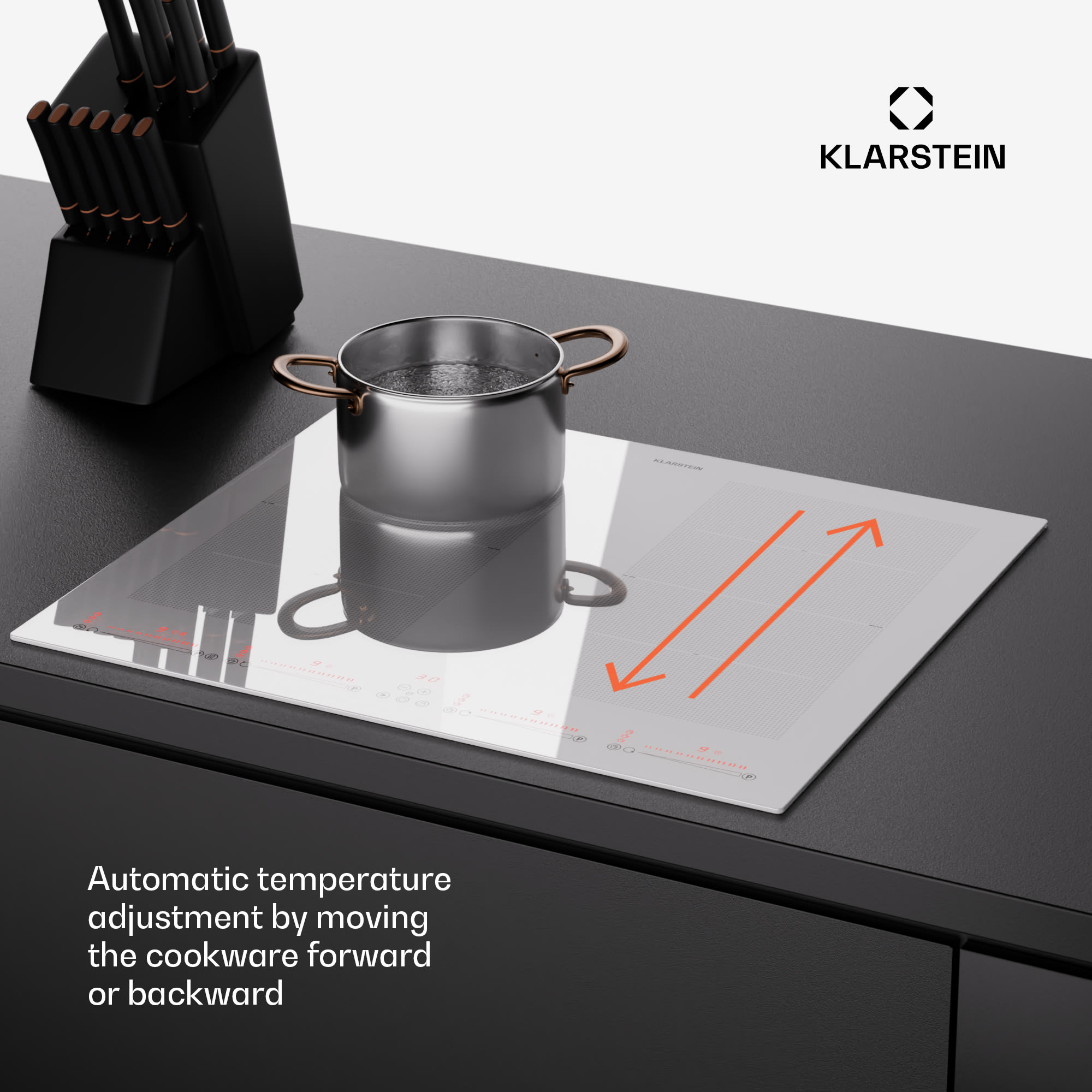 Klarstein Masterzone 60 Flex, indukčná varná doska, max. 9600 W, vstavaná, 4 Flex zóny, technológia ThermoBoost, Smart Technology