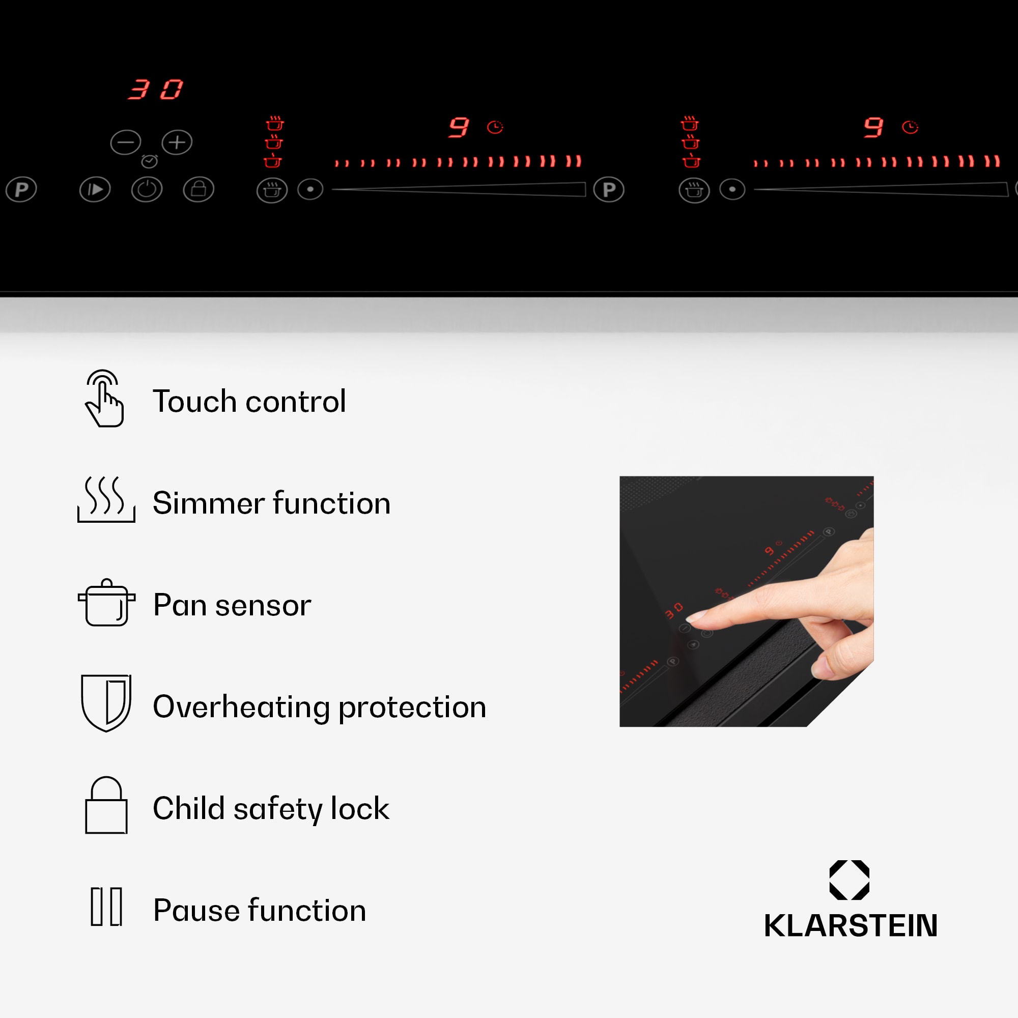 Klarstein Masterzone 77 Hybrid, indukčná varná doska, max. 7200 W, vstavaná, 4 Flex zóny, technológia ThermoBoost, Smart Flex – Obrázok 2