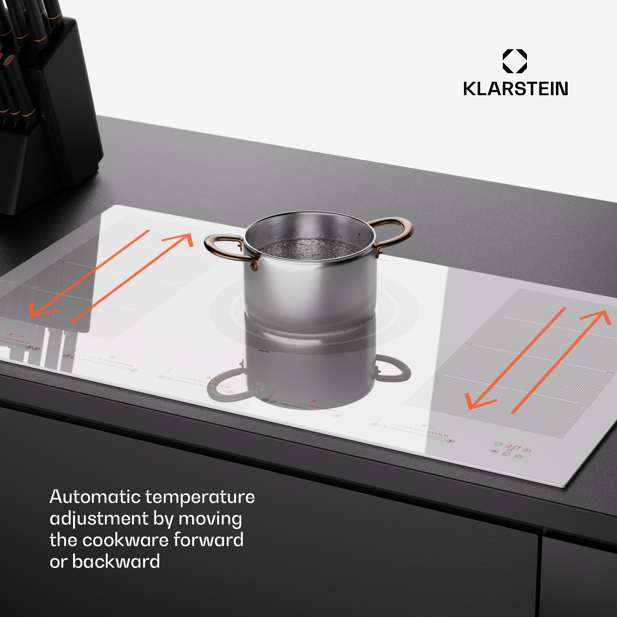 Klarstein Masterzone 90 Flex, indukčná varná doska, max. 12 600 W, vstavaná, 5 zón, 2 Flex zóny, technológia ThermoBoost, Smart Flex