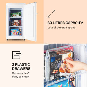 Klarstein Laika 60L, mraznička, 60 l, 3 zásuvky, teplota: -18 až 0 °C