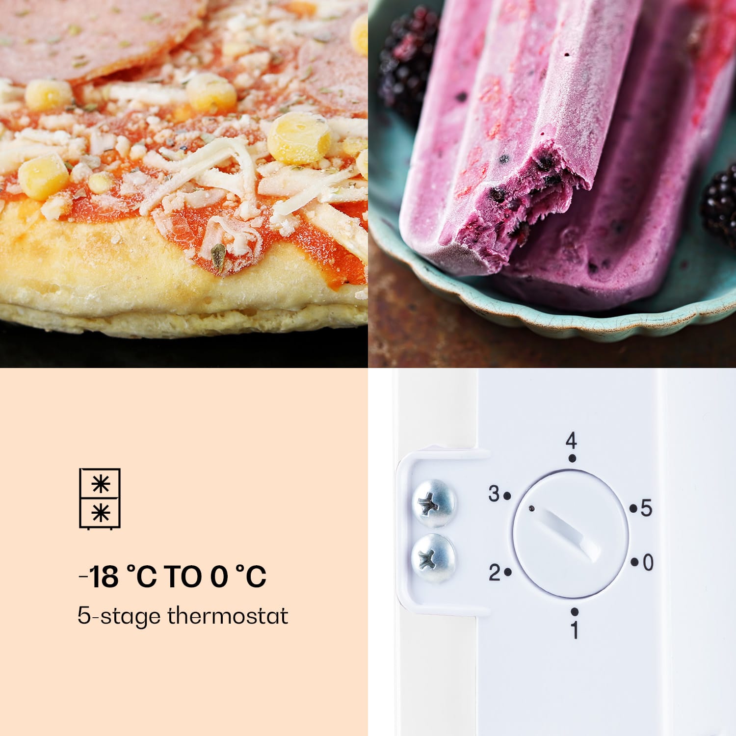 Klarstein Laika 60L, mraznička, 60 l, 3 zásuvky, teplota: -18 až 0 °C – Obrázok 2