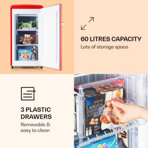 Klarstein Laika 60L, mraznička, 60 l, 3 zásuvky, teplota: -18 až 0 °C