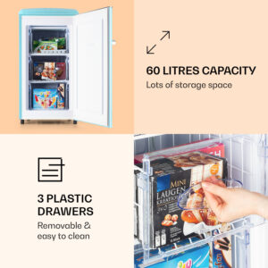 Klarstein Laika 60L, mraznička, 60 l, 3 zásuvky, teplota: -18 až 0 °C