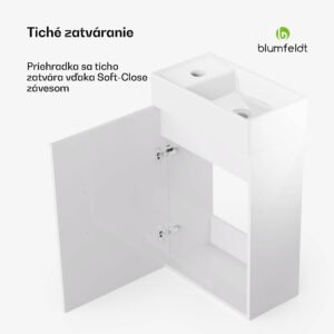 Blumfeldt Johnstone, umývadlo a skrinka do kúpeľne, 40 cm, keramické umývadlo, zatváranie Soft-Close